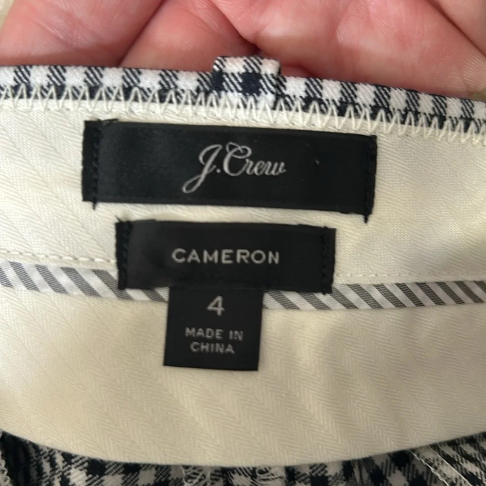 J.‎ Crew Cameron Gingham Pant Size 4 Black White Checks